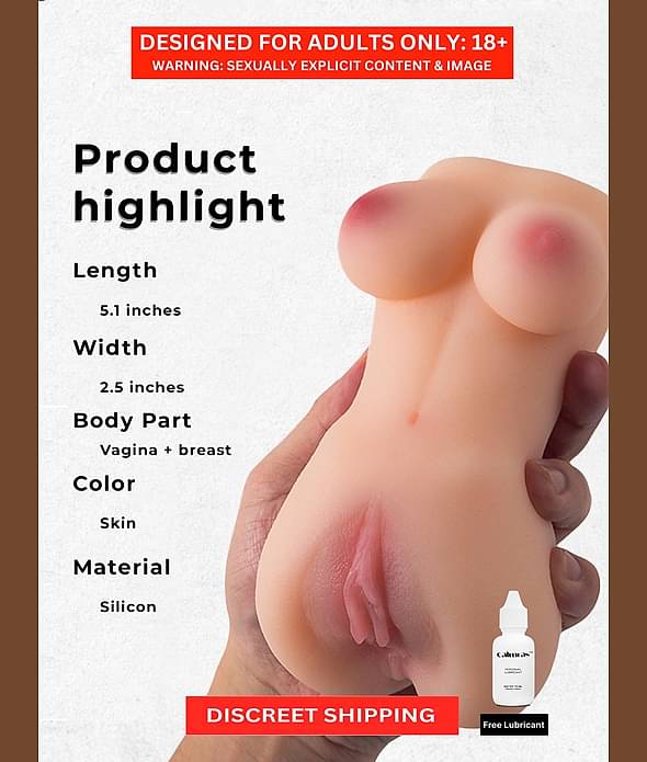 Passion Lady Midium Male Masturbator Sex Toy for Men Silicone Vagina Masturbation Pocket Pussy Sleeve Doll Flashlight for Men Orgasm with Free Lube - Bluemoon